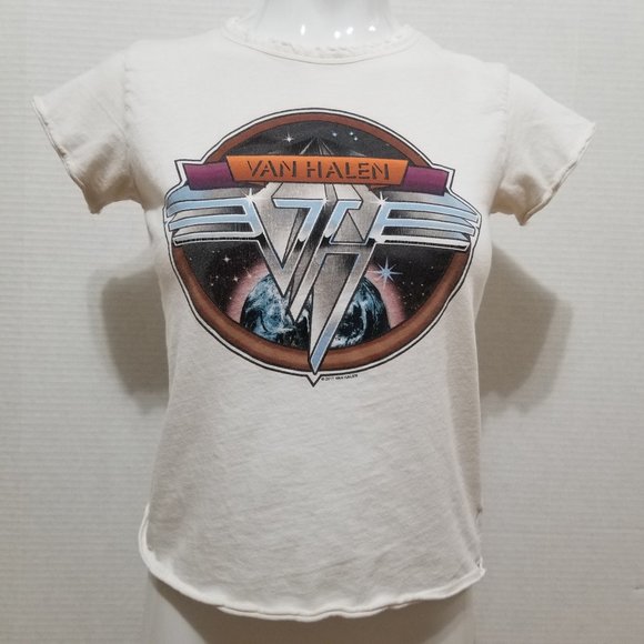 Van Halen shirt Small distressed raw hem space earth graphic rock band merch - Picture 1 of 15